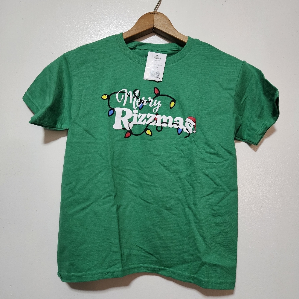 Green 'Merry Rizzmas' T-Shirt Boys Size S